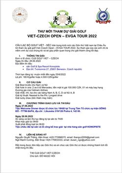 Thư mời tham dự giải Golf VIET- CZECH OPEN - EVGA TOUR 2022